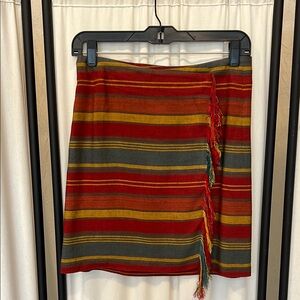 Compagnie Internationale Express Striped Multicolor Mini Wrap Skirt Size 5/6
